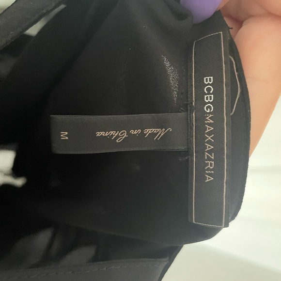 BCBGMaxAzria Cutout Neck Harness Collar High Low Slip Dress in Black - Picture 5 of 6